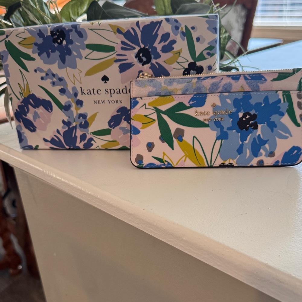 Kate Spade Blue and Green Floral Wallet
